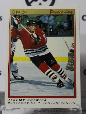 JEREMY ROENICK # 100  ROOKIEO-PEE CHEE PREMIER 1990-91 CHICAGO BLACKHAWKS NHL HOCKEY TRADING CARD