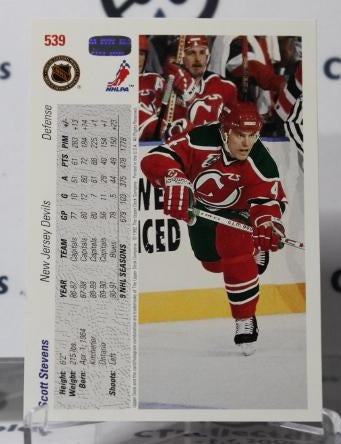 SCOTT STEVENS # 539 UPPER DECK 1991-92 NEW JERSEY DEVILS  NHL HOCKEY TRADING CARD