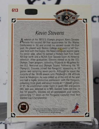 KEVIN STEVENS # 6 13 UPPER DECK 1991-92 PITTSBURGH PENGUINS  NHL HOCKEY TRADING CARD