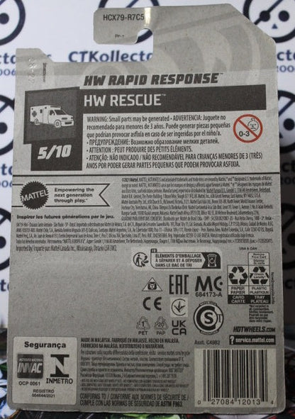 HOT WHEELS MATTEL  HW RAPID RESPONSE 5/10  HW RESCUE  205/250 -  2021