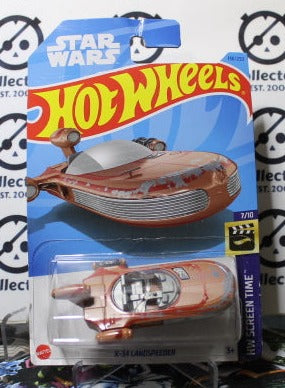 HOT WHEELS MATTEL STAR WARS X-34 LANDSPEEDER 138/250 HW SCREEN TIME 7/10 - 2021 DAMAGED CARD