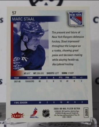 MARC STAAL # 57 ROOKIE FLEER ULTRA 2008-09 NEW YORK RANGERS NHL HOCKEY TRADING CARD