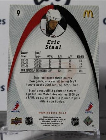 ERIC STAAL # 9 UPPER DECK McDONALD'S 2008-09 CAROLINA HURRICANES NHL HOCKEY TRADING CARD