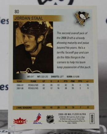 JORDAN STAAL # 80 FLEER ULTRA 2008-09 PITTSBURGH PENGUINS NHL HOCKEY TRADING CARD