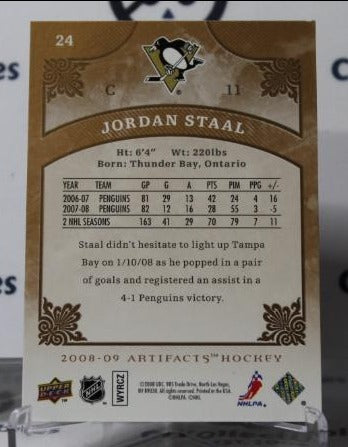 JORDAN STAAL # 24 UPPER DECK ARTIFACTS 2008-09 PITTSBURGH PENGUINS NHL HOCKEY TRADING CARD