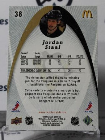 JORDAN STAAL # 38 UPPER DECK McDONALD'S 2008-09 PITTSBURGH PENGUINS NHL HOCKEY TRADING CARD