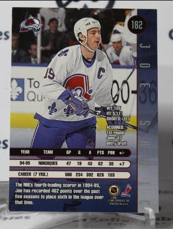 JOE SAKIC # 182 DONRUSS LEAFS 1995-96 QUEBEC NORDIQUES  NHL HOCKEY TRADING CARD