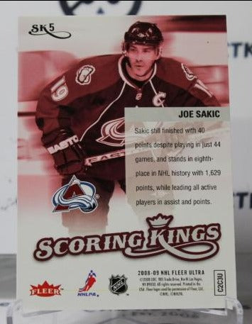 JOE SAKIC # SK5 SCORING KINGS  FLEER ULTRA 2008-09 COLORADO AVALANCHE  NHL HOCKEY TRADING CARD