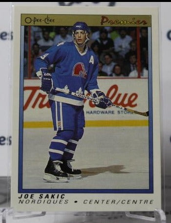 JOE SAKIC # 102 O-PEE CHEE PREMIER 1990-91 QUEBEC NORDIQUES  NHL HOCKEY TRADING CARD