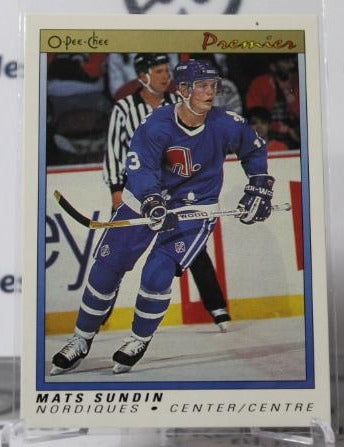 MATS SUNDIN # 114 ROOKIE O-PEE CHEE PREMIER 1990-91 QUEBEC NORDIQUES  NHL HOCKEY TRADING CARD