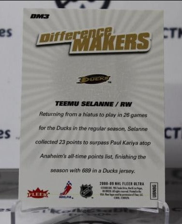 TEEMU SELANNE # DM3 DIFFERENCE MAKER FLEER ULTRA  2008-09 ANAHEIM DUCKS  NHL HOCKEY TRADING CARD