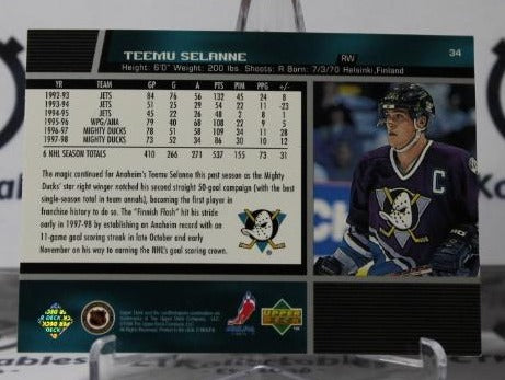 TEEMU SELANNE # 34 UPPER DECK  1998-99 ANAHEIM DUCKS  NHL HOCKEY TRADING CARD