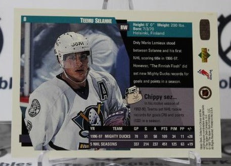 TEEMU SELANNE # 8 UPPER DECK  1997-98 ANAHEIM DUCKS  NHL HOCKEY TRADING CARD