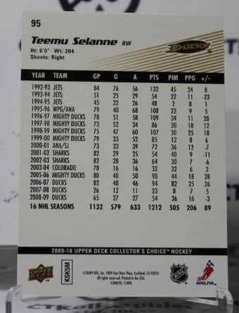 TEEMU SELANNE # 95 UPPER DECK  2009-10 ANAHEIM DUCKS  NHL HOCKEY TRADING CARD