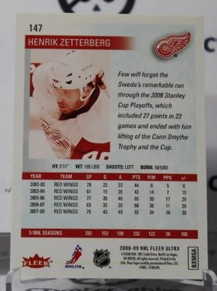 HENRIK ZETTERBERG # 147 FLEER ULTRA 2008-09 DETROIT RED WINGS NHL HOCKEY TRADING CARD