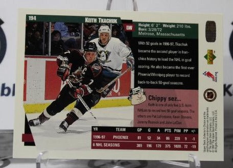 KEITH TKACHUK # 194 UPPER DECK 1997-98 PHOENIX COYOTES NHL HOCKEY TRADING CARD