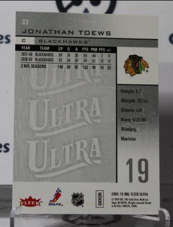 JONATHAN TOEWS # 33 FLEER ULTRA  2009-10 CHICAGO BLACKHAWKS NHL HOCKEY TRADING CARD