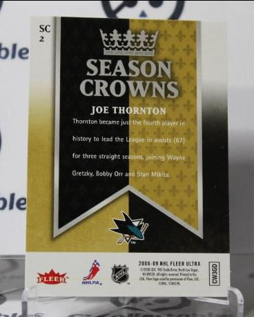 JOE THORNTON # SC2 FLEER ULTRA 2008-09 SAN JOSE SHARKS  NHL HOCKEY TRADING CARD