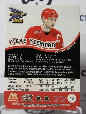 STEVE YZERMAN # 15 PACIFIC McDONALD'S 2000-01 DETROIT RED WINGS NHL HOCKEY TRADING CARD