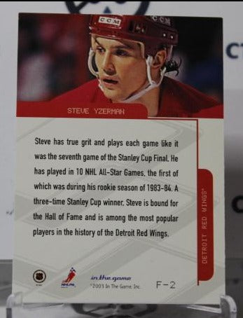 STEVE YZERMAN # F2 IN THE GAME 2003-04 DETROIT RED WINGS NHL HOCKEY TRADING CARD