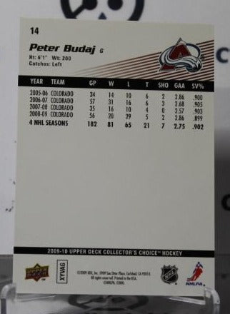 PETER BUDAJ # 14 UPPER DECK 2009-10 HOCKEY GOALTENDER  COLORADO AVALANCHE CARD