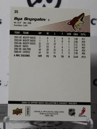 ILYA BRYZGAALOV # 35 UPPER DECK 2009-10 HOCKEY GOALTENDER ARIZONA COYOTES CARD