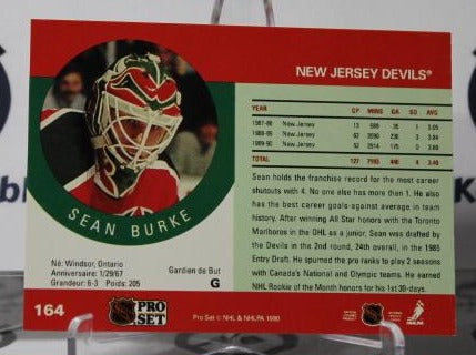 SEAN BURKE # 164 PRO SET 1990-91 HOCKEY GOALTENDER NEW JERSEY DEVILS  NHL CARD