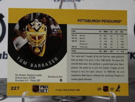 TOM BARRASSO # 227 PRO SET 1990-91 HOCKEY GOALTENDER PITTSBURGH PENGUINS NHL CARD