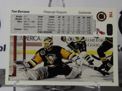 TOM BARRASSO # 116 UPPER DECK 1991-92 HOCKEY GOALTENDER PITTSBURGH PENGUINS NHL CARD