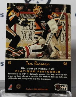 TOM BARRASSO # 96 PRO SET 1991-92 HOCKEY GOALTENDER PITTSBURGH PENGUINS NHL CARD