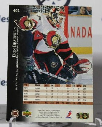 DON BEAUPRE # 402 UPPER DECK  1995-96 HOCKEY GOALTENDER OTTAWA SENATORS CARD