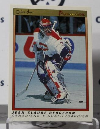 JEAN-CLAUDE BERGERON #4 O-PEE CHEE PREMIER 1990-91 HOCKEY GOALTENDER MONTREAL CANADIANS CARD