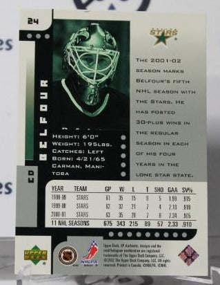 ED BELFOUR # 24 UPPER DECK SP 2001-02 HOCKEY GOALTENDER DALLAS STARS CARD