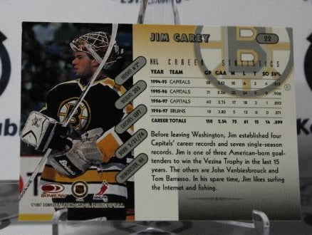 JIM CAREY # 22 DONRUSS 1997-98 HOCKEY GOALTENDER BOSTON BRUINS NHL CARD