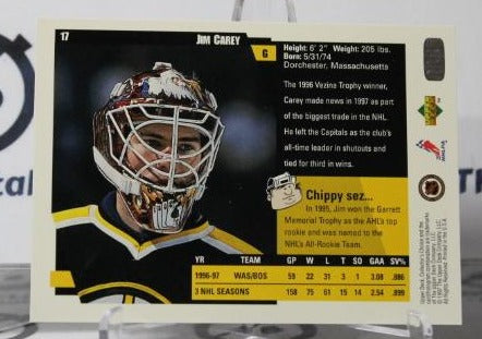 JIM CAREY # 17 UPPER DECK 1997-98 HOCKEY GOALTENDER BOSTON BRUINS NHL CARD