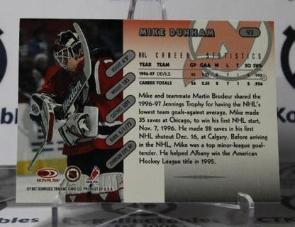 MIKE DUNHAM # 93 DONROSS 1997-98 HOCKEY GOALTENDER NEW JERSEY DEVILS CARD