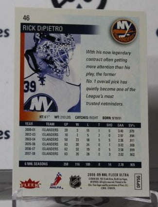 RICK DIPIETRO # 46 FLEER ULTRA 2008-09 HOCKEY GOALTENDER NEW YORK ISLANDERS CARD