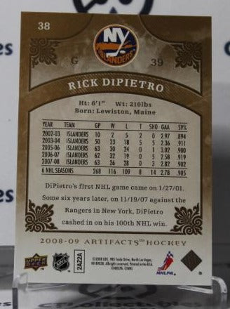 RICK DIPIETRO # 38 UPPER DECK  ARTIFACTS 2008-09 HOCKEY GOALTENDER NEW YORK ISLANDERS CARD