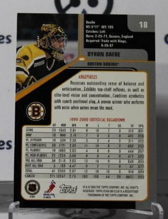 BYRON DAFOE # 18 TOPPS STADIUM CLUB 2000-01 HOCKEY GOALTENDER BOSTON BRUINS CARD