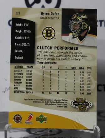 BYRON DAFOE # 11 UPPER DECK 2000-01 HOCKEY GOALTENDER BOSTON BRUINS CARD