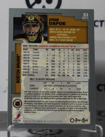 BYRON DAFOE # 53  O-PEE CHEE 2000-01 HOCKEY GOALTENDER BOSTON BRUINS CARD