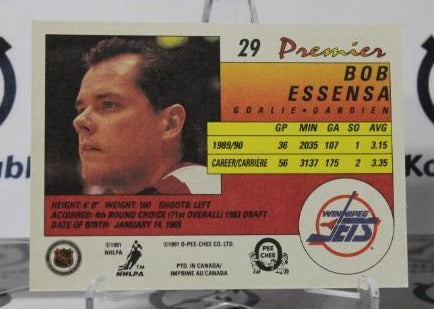 BOB ESSENSA # 29 O-PEE CHEE PREMIER 1990-91 HOCKEY NHL GOALTENDER WINNIPEG JETS CARD