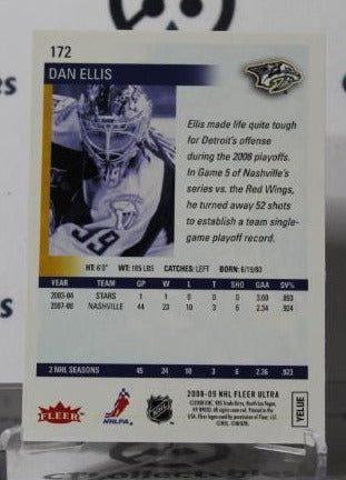 DAN ELLIS # 172 FLEER ULTRA  2008-09 HOCKEY GOALTENDER NASHVILLE PREDATORS CARD