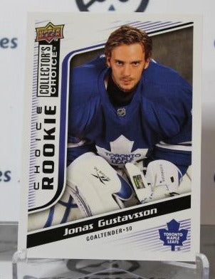 JONAS GUSTAVSSON # 296 UPPER DECK ROOKIE 2009-10 HOCKEY NHL GOALTENDER TORONTO MAPLE LEAFS CARD