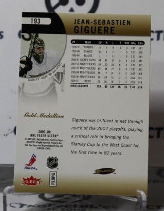 JEAN-SEBASTIEN GIGUERE # 193 FLEER ULTRA  2007-08 HOCKEY NHL GOALTENDER ANAHEIM DUCKS CARD