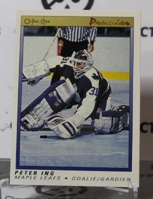 PETER ING # 49 O-PEE CHEE PREMIER 1990-91 HOCKEY NHL GOALTENDER TORONTO MAPLE LEAFS CARD