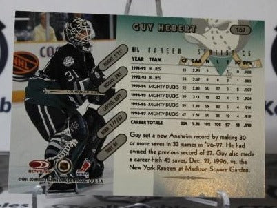 GUY HEBERT # 167 DONRUSS 1997-98 HOCKEY NHL GOALTENDER ANAHEIM DUCKS CARD