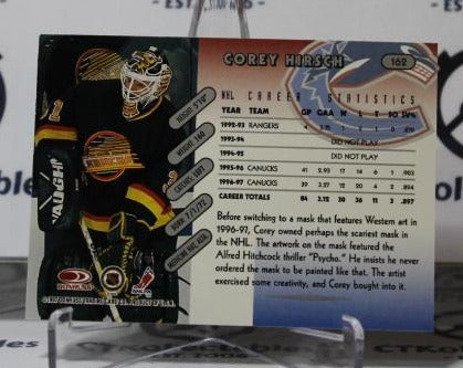 COREY HIRSCH # 162 DONRUSS 1997-98 HOCKEY NHL GOALTENDER VANCOUVER CANUCKS CARD