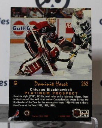 DOMINIC HASEK # 252 PRO SET ROOKIE 1991-92 HOCKEY GOALTENDER CHICAGO BLACKHAWKS CARD