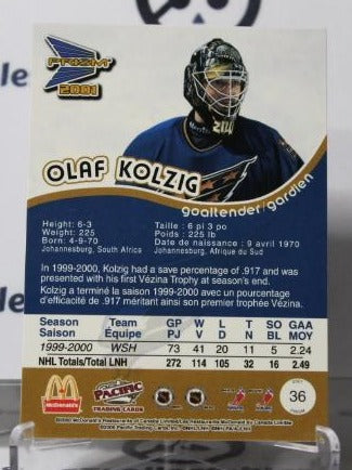 OLAF KOLZIG # 36 PACIFIC McDONALD'S 2000-01 HOCKEY NHL GOALTENDER WASHINGTON CAPITALS CARD